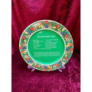 Vintage Christmas Metal Recipe Cookie Tray Holiday Fruit Cake House of Lloyd